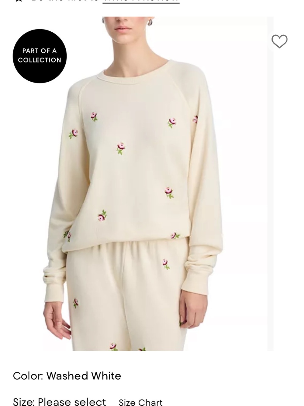 THE GREAT. Washed White Embroidered Rose Sweatshirt